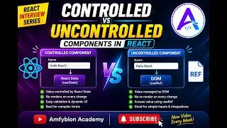 Thumbnail: Controlled vs Uncontrolled Components in React 🔥 | React Interview Questions in Hindi