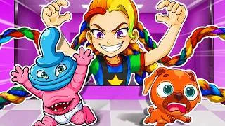 Thumbnail: Binky Drinky & Chompy Chasey ESCAPE From The RAINBOW LILY LOVEBRAIDS in Roblox!!