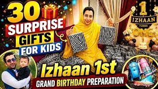 Thumbnail: Izhaan 1st Grand birthday preparation || 30 surprise Gifts for Kids || Alishba Amir daily vlog