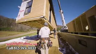 Thumbnail: HOW AMISH BUILT MODULAR CABINS ARE DELIVERED AND INSTALLED ON YOUR FOUNDATION 👍 👌 