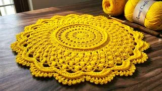 Thumbnail: 💛 BEAUTIFUL & EASY 💛 Crochet Design Tutorial for Beginners (Doily, Rumal, Placemat)  Lesson 438
