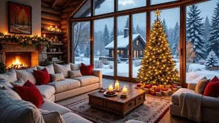 Thumbnail: Fireplace Christmas Jazz Music ❄️ Cozy Winter Porch Ambience with Crackling Sounds & Gentle Snowfall