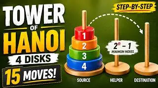 Thumbnail: 22: Tower of Hanoi: Solve 4 Disks in 15 Moves | Step-by-Step