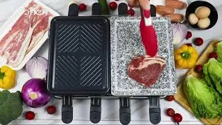 Thumbnail: OVENTE 2-in-1 Electric Indoor Grill & Griddle – 1500W Smokeless Korean BBQ Grill with no stick plate