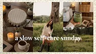 Thumbnail: a slow self-care sunday 🧺🍶🕯️ nature, crafts, haircare routine for hair growth