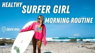 Thumbnail: MORNING ROUTINE IN COSTA RICA- Glowy skincare, Packing my beach bag, Green smoothie, Surf!
