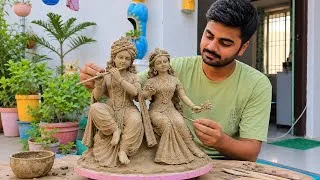 Thumbnail: 🦚मिट्टी से राधा कृष्णा की सुंदर सी मूर्ति बनाना सीखें #anandartandcraftstudio #claymodeling 