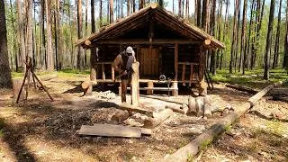 Thumbnail: Building furniture and camping in bushcraft log cabin