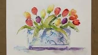 Thumbnail: Beginners Watercolours Step by Step ‘Dancing Tulips' try it today!
