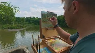 Thumbnail: Plein Air Painting From an Abandoned Bridge - Painting Galena Mudflats