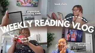 Thumbnail: Weekly Reading Vlog | "bed rest", watching OFF CAMPUS, books being better than the movies + 💕📚
