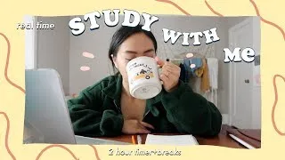 Thumbnail: REAL TIME study with me (no music): 2 hour pomodoro session with breaks (background noise)