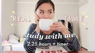 Thumbnail: REAL TIME study with me (no music): 2.25 hour pomodoro session with breaks (background noise)