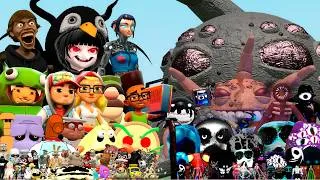 Thumbnail: NEW GUGUGAGA PENGUIN, SUBWAY SURFERS, PIZZA TOWER VS ALL PHASES DOORS CREATURES (Garry's Mod)