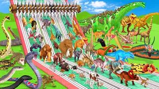 Thumbnail: Animals Vs Dinosaurs Vs Reptiles Spike Roller Challenge Who Will Win? Animal Revolt Battle Simulator