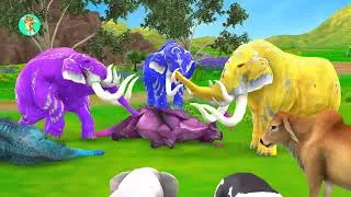 Thumbnail: 5 Giant Mammoth Elephant Cow Vs Giant Indian Bison Vs 5 Giant Lion Tiger Cub Saved By Woolly Mammoth