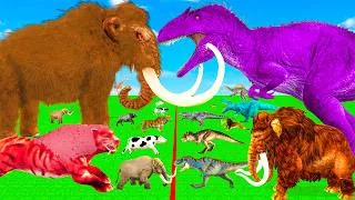 Thumbnail: 3 Giant Mammoth Elephant Cow Vs 5 Giant Lion Tiger Vs Gorilla Wolf Bull Fight Cow Saved By Mammoth