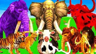 Thumbnail: Mammoth Elephant Vs Red Bull Vs Epic Lion Tiger Vs T-Rex Epic Clash Animal Revolt Battle simulator