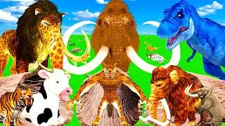 Thumbnail: Mammoth Elephant Vs Red Bull Vs Epic Lion Tiger Vs T-Rex Epic Clash Animal Revolt Battle simulator