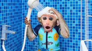 Thumbnail: Monkey Baby Bon Bon goes to the toilet and plays with his colorful teddy bears