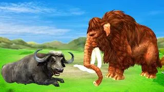 Thumbnail: Mammoth Elephant Meets Lion, Buffalo & Cow | Family-Friendly Animation#animationvideo