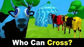Thumbnail: Cows Try the Magic Fountain Crossing Challenge! | Animals Battle Game