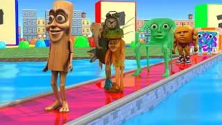 Thumbnail: Long Slide Game With Cow Elephant Gorilla Hippopotamus Tiger 3d Animal Game Funny 3d Animals