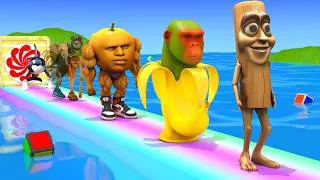 Thumbnail: Long Slide Game with Cow Elephant Gorilla Hippopotamus Tiger 3d Animal Game Funny 3d Animals
