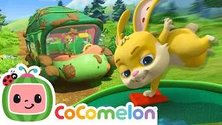 Thumbnail: Benny at The Bus Wash! 🚌 | The Bus Song Animal Time | CoComelon Nursery Rhymes & Kids Songs