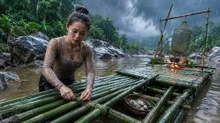 Thumbnail: I Built a Bamboo Survival Raft in Heavy Rain to Survive the Night | Catching Fish & Bushcraft