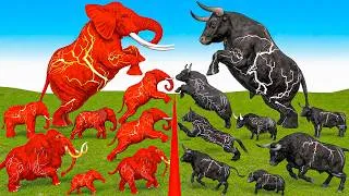 Thumbnail: Red Giant Elephant vs Black Giant Bull! 🐘🐂 Who Will Win? | 3D Animals