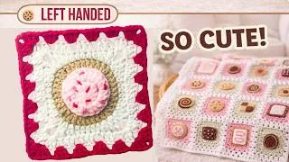 Thumbnail: LEFT HANDED - Crochet Frosted Sugar Cookie Granny Square 🍪 | Easy Beginner Tutorial