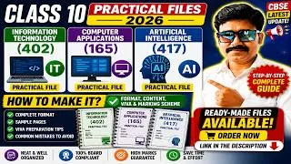 Thumbnail: Class 10 Practical Files 2026 | IT (402), Computer Applications (165) & AI (417) | Ready-Made Files
