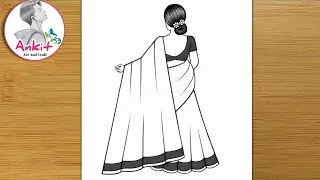 Thumbnail: How to draw a Girl in beautiful saree | Girl backside drawing easy | pencil sketch | drawing easy