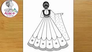 Thumbnail: How to Draw a Girl with Lehenga | girl drawing  | How to draw a Girl in Beautiful Traditional dress