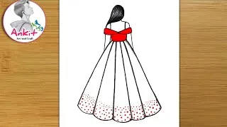 Thumbnail: How to draw a Girl in beautiful dress | girl backside drawing easy | pencil sketch for beginners 