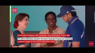 Thumbnail: Neeraj chopra meets Nita Ambani at India House Paris Olympics 24 | felicitates Neeraj Silver 🥈