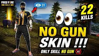 Thumbnail: No Gun Skin Challenge in Free Fire MAX! 22 Kills with Pure Skill – Insane Gameplay 😱