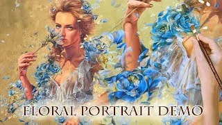 Thumbnail: Floral Portrait On Gold Background II Process Demo