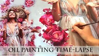 Thumbnail: OIL PAINTING TIME LAPSE || "Blossom Rain" || Working process using silver leaf