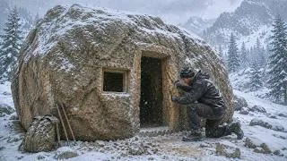 Thumbnail: Snowstorm Survival Building an Incredible Shelter Under a Massive Rock | By @sam.bushcraft .