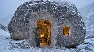 Thumbnail: This Man Turned a Massive Boulder Into the Ultimate Winter Survival Shelter | By @bushcraftr .