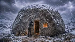 Thumbnail: Extreme Winter Survival Building a Secret Shelter Beneath a Giant Boulder | By @outdoorboy0 .
