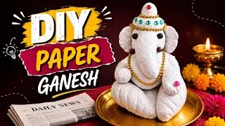 Thumbnail: Diy Eco-friendly Newspaper Ganesh idol making at home // Ganesh idol making at home // Easy 