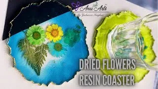 Thumbnail: Dried press flower resin coasters |Resin art| alcohol ink art