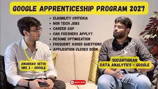Thumbnail: Google Apprenticeship 2027 • Eligibility, Selection Process & Interview | Ft. Google Apprentice