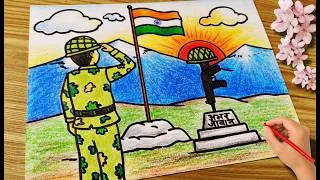 Thumbnail: Kargil Vijay Diwas Drawing | Indian Army Drawing With Indian National Flag | Independence Day Art