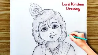 Thumbnail: Little Krishna Drawing | Simple and Easy Drawing of Lord Krishna | Krishna ji ki Outline Drawing