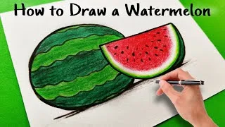 Thumbnail: Watermelon Drawing Easy | तरबूज का चित्र | Drawing of Watermelon | Fruits Drawing