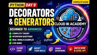 Thumbnail: Python Decorators & Generators Explained | Beginner to Advanced | Real-World Examples